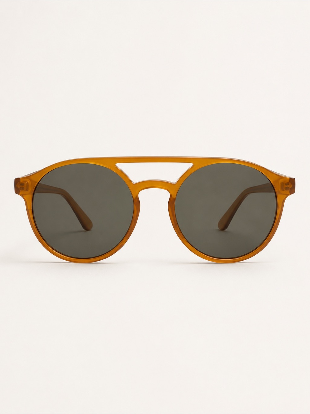Mango Amber Round Sunglasses with Dark Lenses